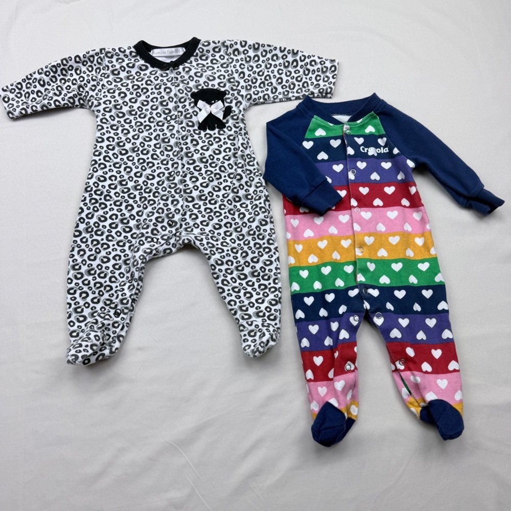 Infant Footies Set of 2, Leopard Print & Crayola